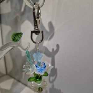 Handmade Forever Flower Mini Bouquet Key Chain - Blue Serenity