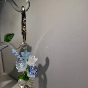 Handmade Forever Flower Mini Bouquet Key Chain - Blue Serenity