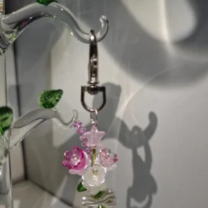 Handmade Forever Flower Mini Bouquet Key Chain - Blush Petal